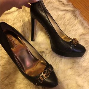 Michael kors black leather pump shoes hamilton